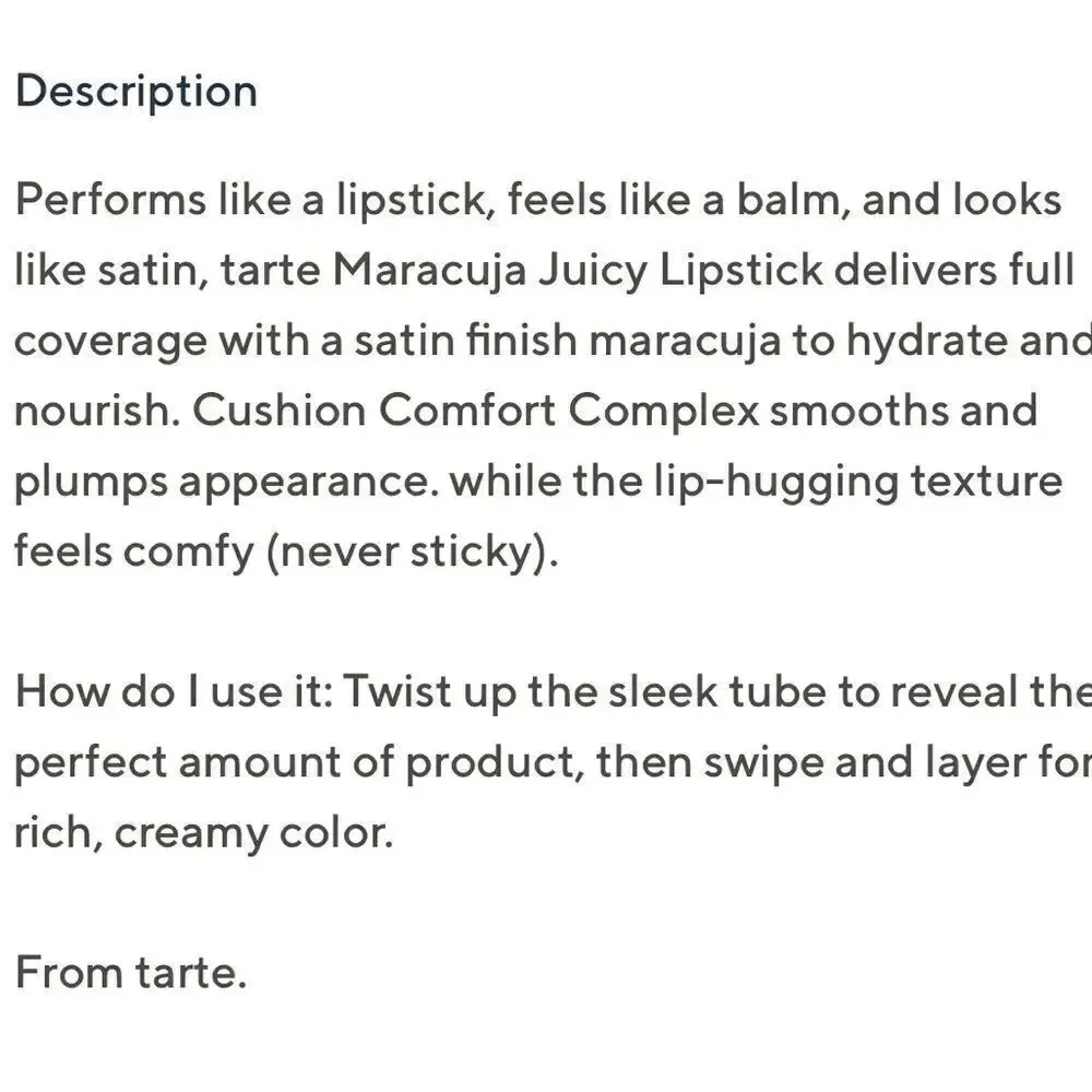 🌻 TARTE Cherry Maracuja Juicy Lipstick New FullSz